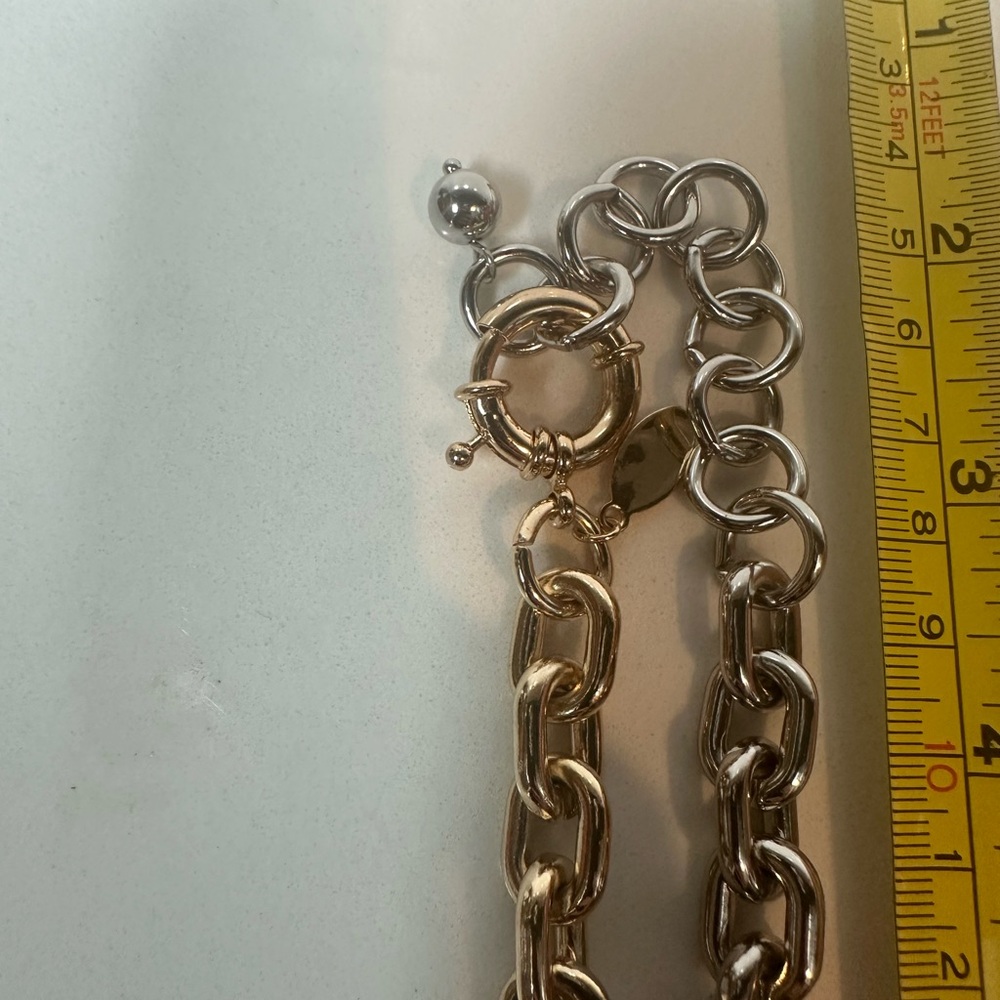 Chico chunky chain necklace in silver and gold colors - Picture 4 of 5
